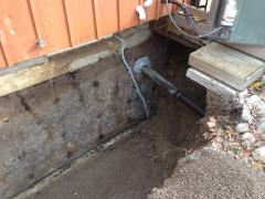 Excavation for basement waterproofing.